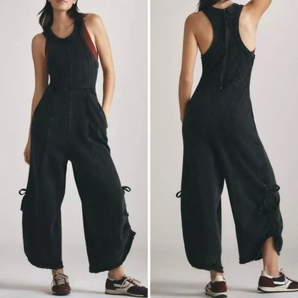 Daily Practice Anthropologie HORIZON JUMPSUIT WIDE LEG 3X Washed Black COMFORT - Picture 11 of 13